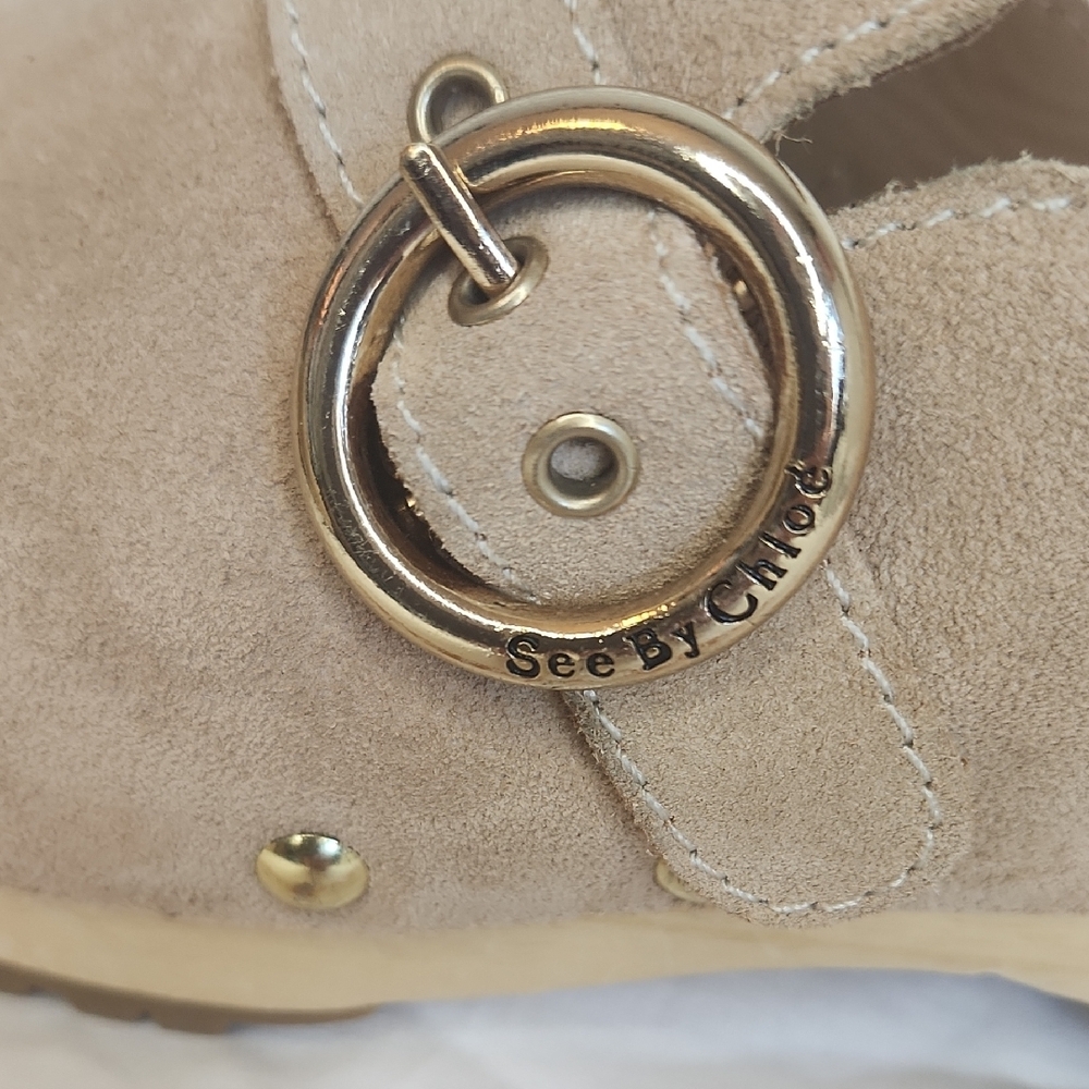 See By Chloe Suede Clogs with Gold Details - Picture 5 of 9